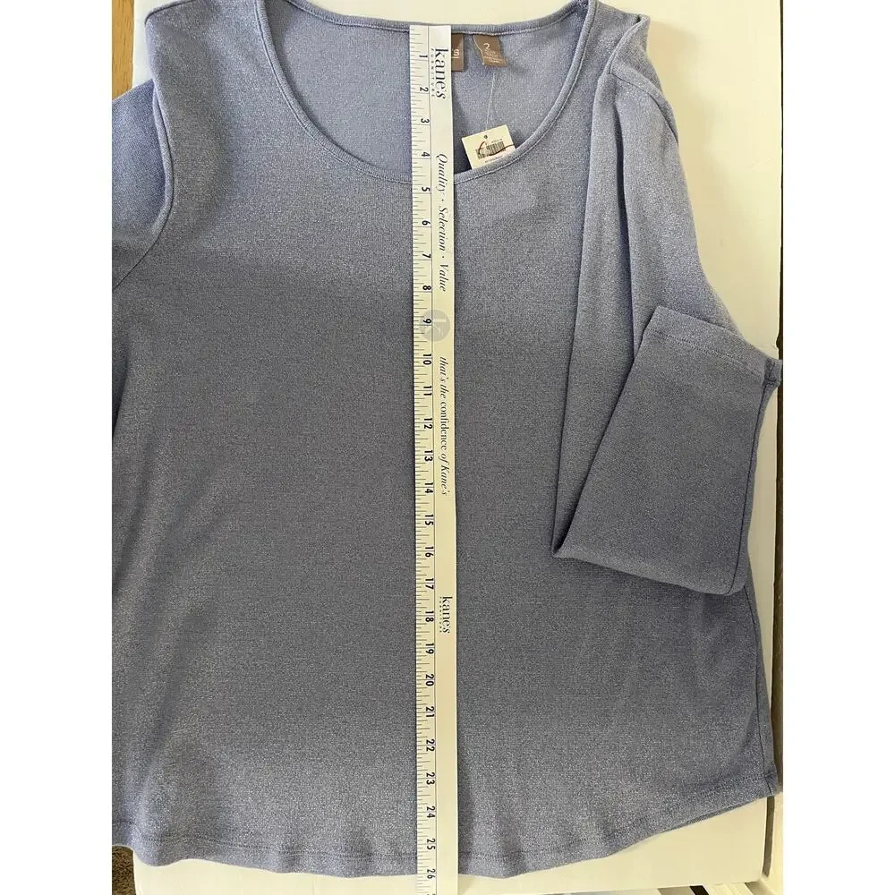 Chico’s Shimmering Blue Long Sleeve Top Women’s Size 2 NWT - Picture 7 of 11